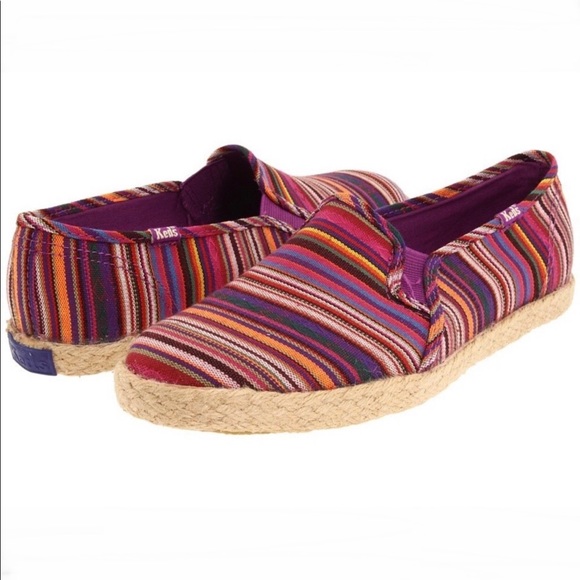 Keds Shoes - Keds pink purple striped espadrille flats slip on